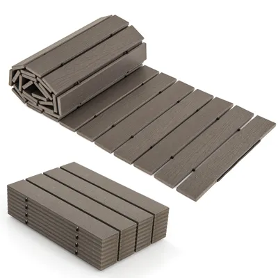 Produktbild von COSTWAY Rollweg aus HDPE, 242cm, Breite 43 cm, Wetterfest,  ausrollbarer Gartenweg für Hochzeit, Party, Garten, Grau