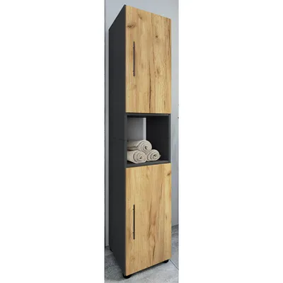 Produktbild von VCM Holz Badezimmerschrank | Badmöbel | Stand Badregal | Hochschrank | Maße ca. H. 153 x B. 31 x T. 30 cm - Flandu