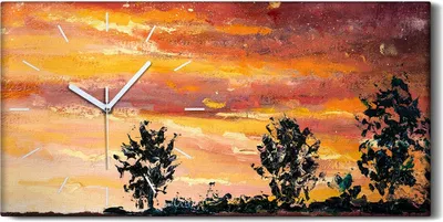 Produktbild von Wandbild Leinwand Bilder Wanduhr 60x30 Malerei Abstrakte Bäume Himmel Wolken - weiße Hände