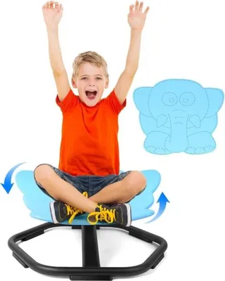 Produktbild von Drehstuhl für Kinder - Sitzkarussell Spielzeug - 360° Drehung - Innen/Außen - Metall - Ohne Batterie -  - Blau