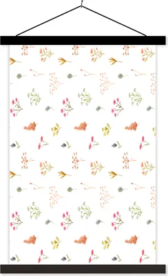 Produktbild von MuchoWow® Textilposter Blumen - Pastell - Muster 40x60 cm mit schwarzem Rahmen - Wanddekorationen