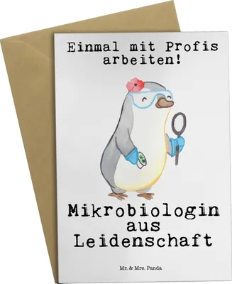 Produktbild von Mr. & Mrs. Panda Grußkarte Mikrobiologin Leidenschaft - Weiß - Geschenk, Labor, weihnachtskarten, Beruf, einladungskarten, valentinstagskarte, Forschung, Witzig, Spruch