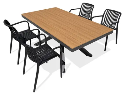 Produktbild von 4-sitzige Garten-Essgruppe aus Aluminium – Anthrazitgrau