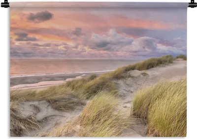 Produktbild von MuchoWow® Wandteppich Wandbehang Strand - Meer - Düne - Sonnenuntergang 90x67.5 cm Tapisserie Dekoration Wandtuch - Fototeppich - Wand-Skulpturen