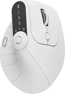 Obrázek produktu pro ZELURXX Ergonomická vertikální bezdrátová myš Bluetooth 5.1, 2,4G+BT, LED displej, více zařízení, 2400 DPI, typ C, více tlačítek, bílá