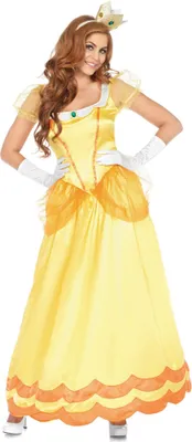 A woman is posing in a yellow princess costume.