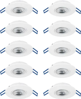 Produktbild von EGLO 10er Set LED Einbaustrahler Cedrez, Ø 9 cm, Deckenspots extra-flach, Deckenstrahler mit Dip Switch, Kunststoff, warmweiß, neutralweiß, kaltweiß