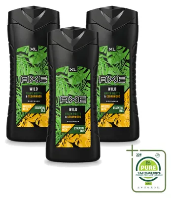 Image de 3 flacons de gel douche Axe Wild Mojito & Bois de Cèdre, 400 ml - Lot de 3