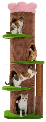 Immagine prodotto di Torre per gatti, design a più livelli, stile "tronco d'albero", AMT0349BN, XL-a
