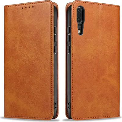 Produktbild von Handyhülle für Huawei P20 Kunstleder Flip Cover Hülle Handytasche Case Kartenfach Farbe: Hellbraun