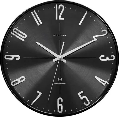 Productafbeelding van Moderne wandklok met radiofunctie, diameter 30 cm, geluidsloos, 3D-design, analoog, zwart/zilver