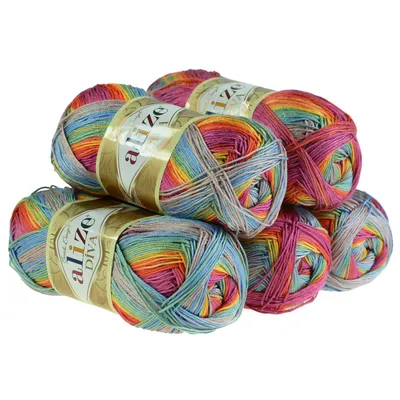 Produktbild von 500g Strickgarn ALIZE DIVA BATIK Farbverlauf Häkelgarn Wolle Stricken Häkeln