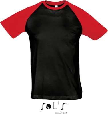 Immagine prodotto di SOLs 11190 | Maglietta Raglan Funky 150 da uomo - Colore: Nero/Rosso - Taglia: M