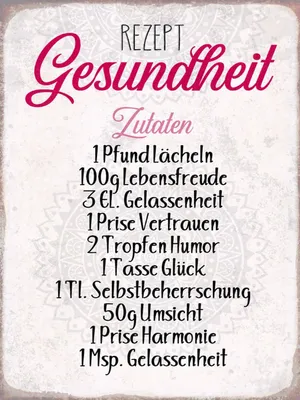 Produktbild von vianmo Holzschild 40x30 cm Rezept Gesundheit Zutaten