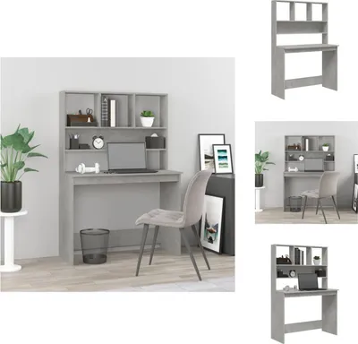 Obrázok produktu pre vidaXL Písací stôl s policou betón sivý 102x45x148 cm materiál na báze dreva - Písacie stoly