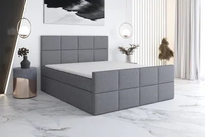 Produktbild von Boxspringbett CAPRIO 200x200 mit 2 Bettkästen, Bonell-Matratze und Topper. Farbe:  Grau.