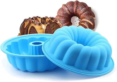 Produktbild von Silikon Cakeformen - Runde Antihaft Backformen für Selbstgemachtes Brot, Donuts und Muffins - 2 Stück