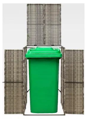 Produktbild von Mülltonnenbox für 1 Tonne Grau 70x80x117 cm aus Poly Rattan