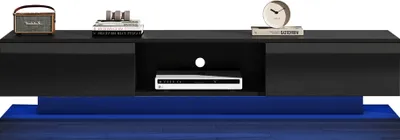 Produktbild von Merax TV-Lowboard mit 2 Schubladen und offenes Fach, TV-Schrank hochglanz Schwarz, Fernsehtisch mit Anti-Kipp und APP Timer, TV-Board 160cm Breite