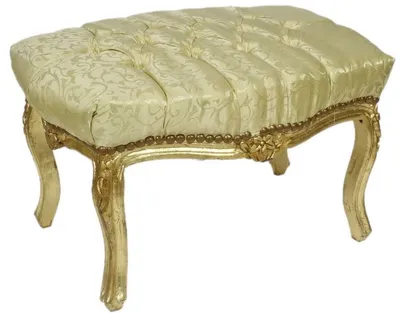 Zdjęcie produktu dla Casa Padrino Podnóżek w stylu barokowym złoty wzór / złoto 60 x 40 x h. 35 cm - Ręcznie barokowy stołek z błyszczącymi kamieniami - Meble w stylu barokowym