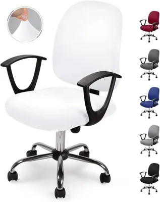 Imagen del producto de Funda para silla de oficina, elástica, de color blanco, para sillas de ordenador
