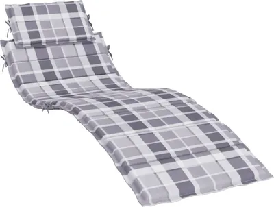 Imagen del producto de Cojín de tumbona de tela Oxford a cuadros gris 186x58x4 cm