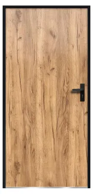 Produktbild von Eingangstür aus Stahl, geschlossen H207 x B100 cm in Eichenoptik - Stärke 68 mm - Türanschlag links AGUEDA