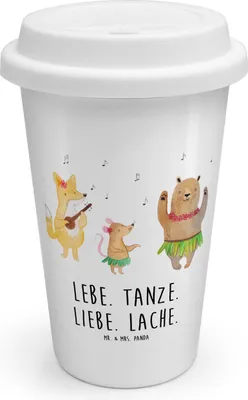 Produktbild von Mr. & Mrs. Panda Thermobecher To Go Waldtiere Aloha - Weiß - Geschenk, Kaffeebecher, Musik, ToGo, Hase, Isolierbecher, Tanzen, Coffee Becher, Bär, Tiermotive, Wald