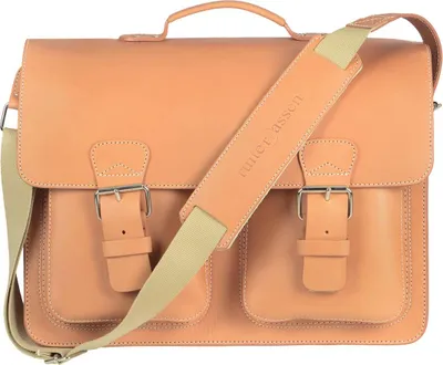 Produktbild von Ruitertassen Lehrertasche 42cm natur brau XXL Büchertasche Schultasche Aktentasche 3 Fächer 2 symetrische Vortaschen Tragegriff Schultergurt mit Polster 238T-10
