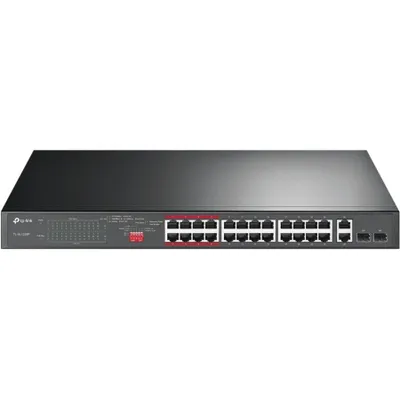 Produktbild von TP-Link TL-SL1226P - Switch - unmanaged - 24 x 10/100 (PoE+) + 2 x 10/100/1000 + 2 x Kombi-Gigabit-SFP - Desktop, an Rack montierbar - PoE+ (250 W)