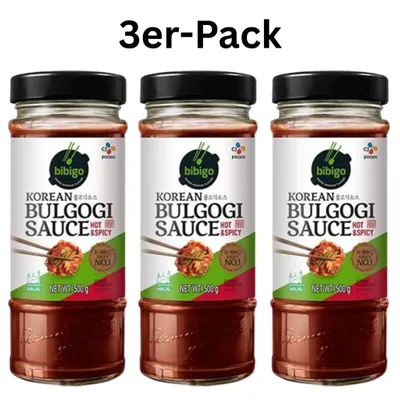 Produktbild von 3er-Pack bibigo Bulgogi Sauce Hot & Spicy 500g