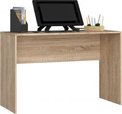 Image de 3xEliving LYNNA DESK B17 SONOMA Petit bureau droit 120 cm, dimensions : hauteur : 77 cm, largeur : 120 cm, profondeur : 50 cm