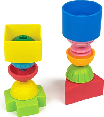 Immagine prodotto di Set di forme e perline educative Lalaboom - 12 pezzi - giocattolo da costruzione colorato