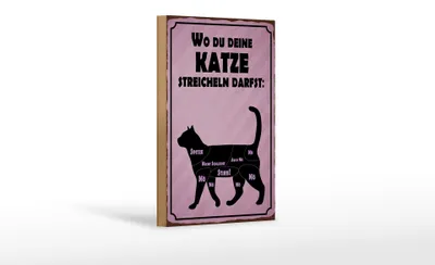 Produktbild von Holzschild Spruch 12x18cm wo du deine Katze streicheln
