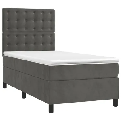 Produktbild von vidaXL Boxspringbett mit Matratze Dunkelgrau 90x190 cm Samt