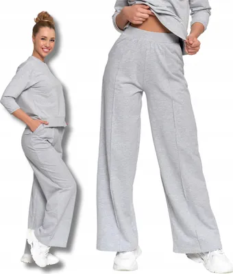 Produktbild von Damenhose mit weitem Bein Elegante Jogginghose Hohe Leibhöhe MORAJ 3XL