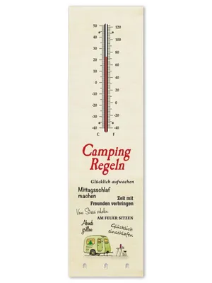 Produktbild von Thermometer + Schlüsselhalter - Camping Regeln T014