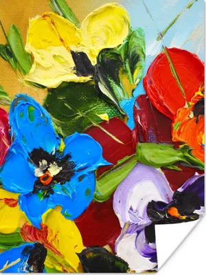 Produktbild von MuchoWow® Poster Ölfarbe - Malerei - Blumen 120x160 cm - Wandbilder