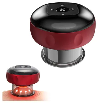 Produktbild von Elektrisches Schröpfgerät Schröpftherapie Guasha Schröpfmassage Vibration Wiederaufladbar Schröpfgerät Massagegerät (12Feilen Rot)