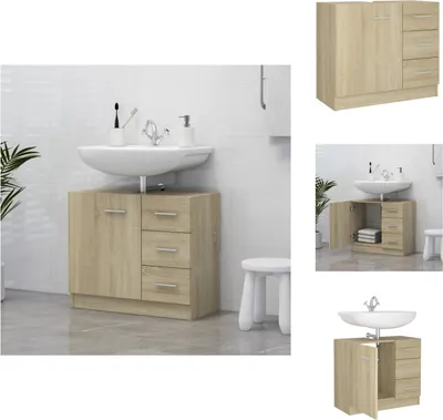 Immagine prodotto di vidaXL Mobiletto Sonoma rovere 63x30x54 cm materiale a base di legno - Set di mobili da bagno