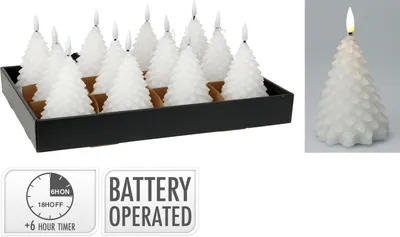 Productafbeelding van Ledkaars kerstboom 11 cm wit kerstversiering Nampook