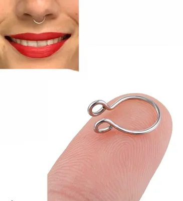 Image de CHPN - Piercing nasal - Faux piercing nasal - Faux piercing - Piercing du septum - Anneau de septum factice - Piercing à pince - Argenté