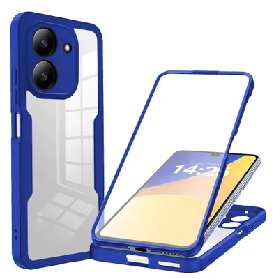 Produktbild von 360 Grad Rundum Schutz Handyhülle für Xiaomi Redmi 13C Full Cover Vollschutz Case Farbe: Blau