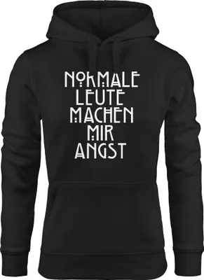 Produktbild von Normale Leute machen mir Angst Kapuzen-Pullover Damen Hoodie Moonworks® schwarz S