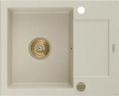 Immagine prodotto di Mexen Enzo lavello in granito a 1 vasca con sgocciolatoio 576 x 465 mm, beige, sifone dorato - 6506571005-69-G