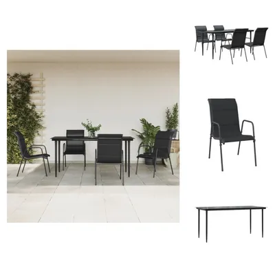Image de vidaXL Ensemble de jardin 5 pièces noir acier et textilène - Ensemble de meubles de jardin