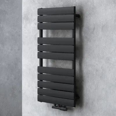 Image de doporro Radiateur de Salle de Bain Sèche-Serviette 100x50cm Radiateur à Eau Chaude Vertical Gris-Noir Sèche-serviettes de Salle de Bains