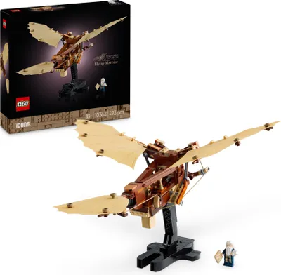 Produktbild von LEGO Icons Leonardo da Vincis Fluggerät mit schlagenden Flügeln - Inklusive Minifigur & Ständer - Bauset für Erwachsene - Deko-Set für Zuhause - Geschenkidee - 10363