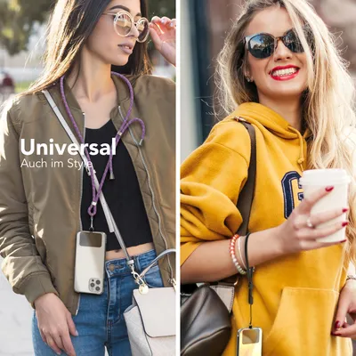 Produktbild von EAZY CASE Universal Handykette kompatibel mit allen Smartphones, Kette zum Umhängen, Handyband mit Hülle, mit Karabiner in Rosa