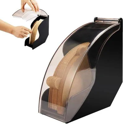 Productafbeelding van Koffiefilterhouder - Geschikt voor 100 koffiefilters - Koffiefilterhouder - Filterzakjeshouder - Geschikt voor kegelvormige koffiefilters - Papierhouder - Servettenhouder - Geschikt voor alle soorten filters - Ideaal voor thuis, op kantoor, in cafés, hotels, enzovoort - Zwart